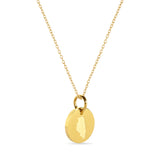 Illinois Map Engraved Charm Necklace - 18K Gold Plate
