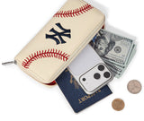 MLB New York Yankees Zip Wallet Baseball Stitch Detail