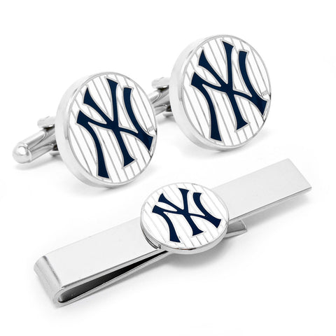 MLB New York Yankees Pinstripe Cufflink and Tie Bar Gift Set
