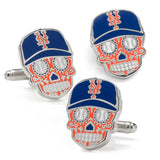 MLB New York Mets Sugar Skull Cufflinks & Lapel Pin Gift Set
