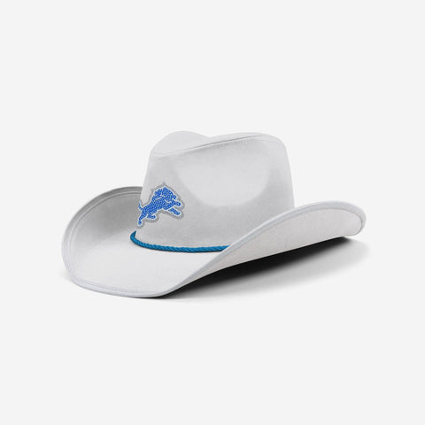 Detroit Lions White Rhinestone Logo Cowboy Hat