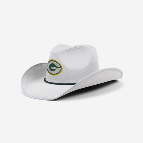 Green Bay Packers White Rhinestone Logo Cowboy Hat