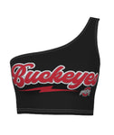 Ohio State OSU Buckeyes Lightning Black Shoulder Top