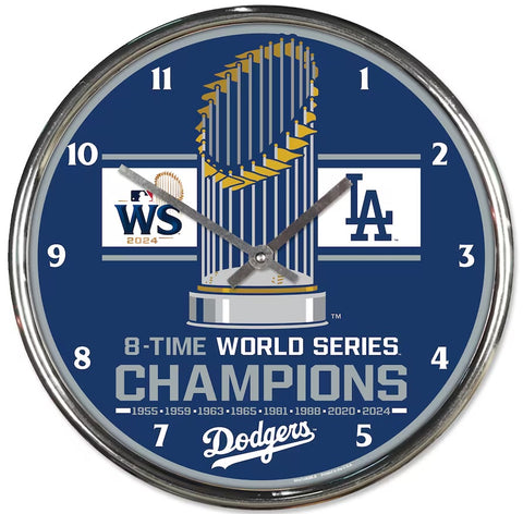 Los Angeles Dodgers WinCraft 8-Time Champions 12” Chrome Wall Clock