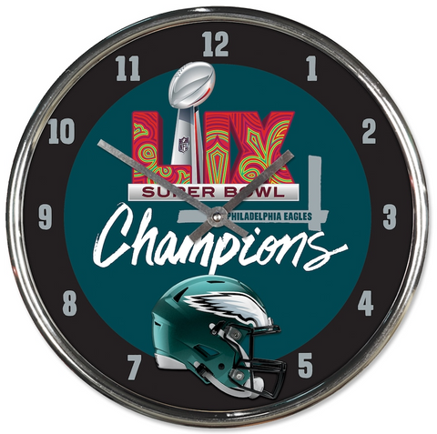 Philadelphia Eagles WinCraft Super Bowl LIX Champions 12.75" Chrome Clock