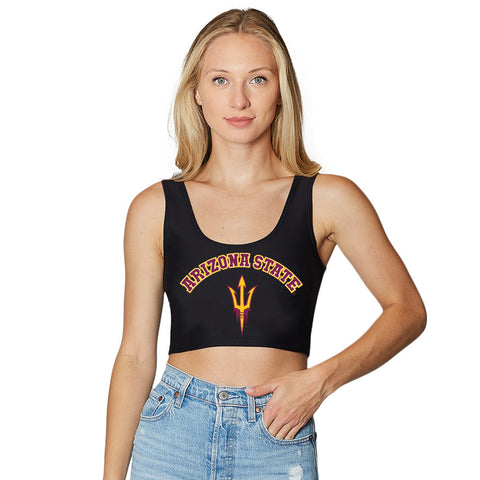 Arizona State ASU Black Crop Tank Top