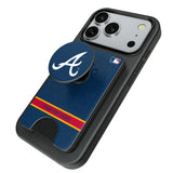 Atlanta Braves Personalized Endzone Solid PopSockets MagSafe-Compatible PopWallet+