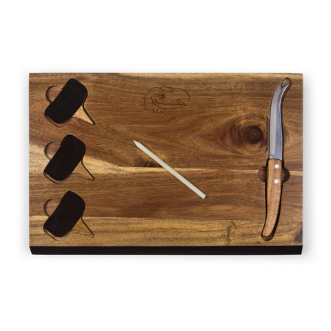Kansas Jayhawks - Delio Acacia Cheese Cutting Board & Tools Set