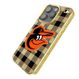 Baltimore Orioles Plaid Bling Phone Case for Apple iPhone