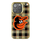 Baltimore Orioles Plaid Bling Phone Case for Apple iPhone