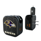 Baltimore Ravens Text Backdrop 2 in 1 USB A/C Charger