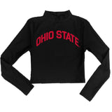 Ohio State OSU Buckeyes Black Mock Neck Top