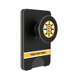 Boston Bruins Personalized Endzone Solid PopSockets MagSafe-Compatible PopWallet+