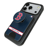 Boston Red Sox Personalized Endzone Solid PopSockets MagSafe-Compatible PopWallet+