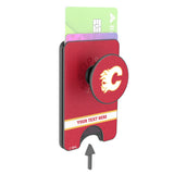 Calgary Flames Personalized Endzone Solid PopSockets MagSafe-Compatible PopWallet+