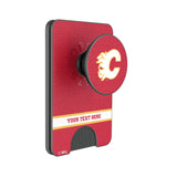 Calgary Flames Personalized Endzone Solid PopSockets MagSafe-Compatible PopWallet+