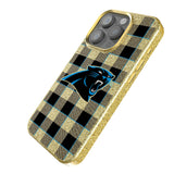 Carolina Panthers Plaid Bling Phone Case for Apple iPhone