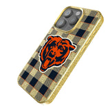 Chicago Bears Plaid Bling Phone Case for Apple iPhone