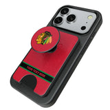 Chicago Blackhawks Personalized Endzone Solid PopSockets MagSafe-Compatible PopWallet+