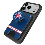 Chicago Cubs Personalized Endzone Solid PopSockets MagSafe-Compatible PopWallet+