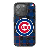 Chicago Cubs Plaid Black Bling Phone Case for Apple iPhone