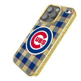Chicago Cubs Plaid Bling Phone Case for Apple iPhone