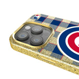 Chicago Cubs Plaid Bling Phone Case for Apple iPhone