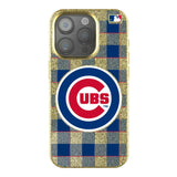 Chicago Cubs Plaid Bling Phone Case for Apple iPhone