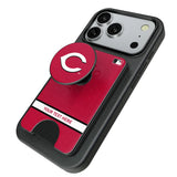 Cincinnati Reds Personalized Endzone Solid PopSockets MagSafe-Compatible PopWallet+