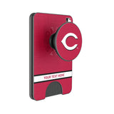 Cincinnati Reds Personalized Endzone Solid PopSockets MagSafe-Compatible PopWallet+