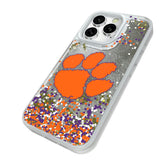 Clemson University Tigers Confetti Glitter Phone Case for Apple iPhone