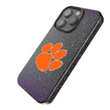 Clemson University Tigers Linen Black Bling Phone Case for Apple iPhone