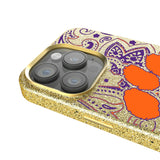 Clemson University Tigers Paisley Bling Phone Case for Apple iPhone