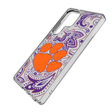 Clemson University Tigers Paisley Clear Phone Case for Samsung Galaxy