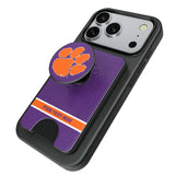 Clemson University Tigers Personalized Endzone Solid PopSockets MagSafe-Compatible PopWallet+