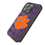 Clemson University Tigers Plaid Black Bling Phone Case for Apple iPhone