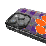 Clemson University Tigers Plaid Black Bling Phone Case for Apple iPhone