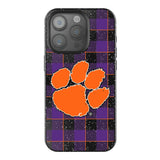 Clemson University Tigers Plaid Black Bling Phone Case for Apple iPhone