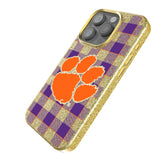 Clemson University Tigers Plaid Bling Phone Case for Apple iPhone