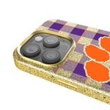 Clemson University Tigers Plaid Bling Phone Case for Apple iPhone