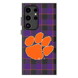Clemson University Tigers Plaid MagSafe Compatible Phone Case for Samsung Galaxy