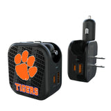 Clemson University Tigers Text Backdrop 2 in 1 USB A/C Charger