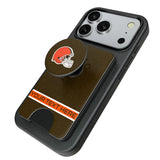 Cleveland Browns Personalized Endzone Solid PopSockets MagSafe-Compatible PopWallet+