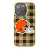 Cleveland Browns Plaid Bling Phone Case for Apple iPhone