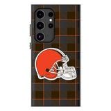 Cleveland Browns Plaid MagSafe Compatible Phone Case for Samsung Galaxy