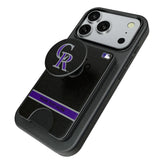 Colorado Rockies Personalized Endzone Solid PopSockets MagSafe-Compatible PopWallet+