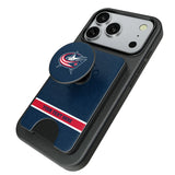 Columbus Blue Jackets Personalized Endzone Solid PopSockets MagSafe-Compatible PopWallet+