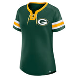 Fanatics Women's NFL Green Bay Packers Bling Athena Jersey Style Lace-up T-Shirt