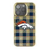 Denver Broncos Plaid Bling Phone Case for Apple iPhone