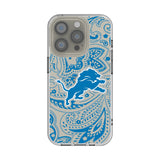 Detroit Lions Paisley Clear Phone Case for Apple iPhone